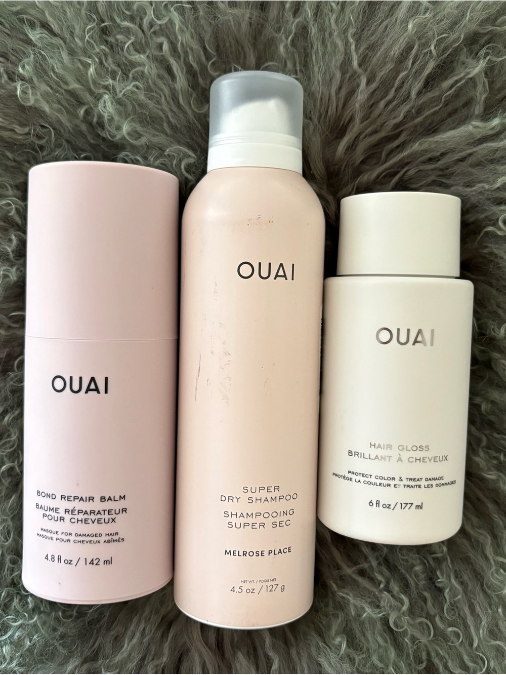 Lot of 3 - OUAI Bond Repair Balm + Hair Gloss + Super Dry Shampoo FULL SIZE, NEW